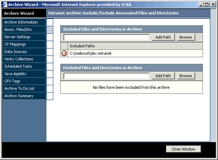 ColdFusion Archive and Deploy Screenshot