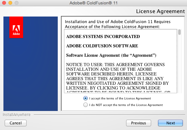 ColdFusion 11 installation screen 2