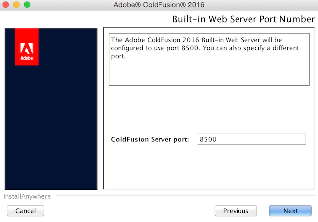 ColdFusion 2016 installation screen 12