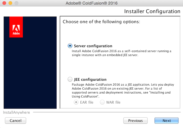 ColdFusion 2016 installation screen 4