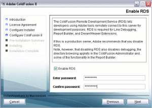 ColdFusion 8 installation screen 14