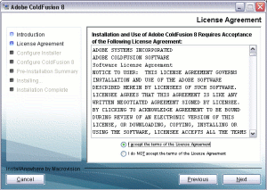 ColdFusion 8 installation screen 3