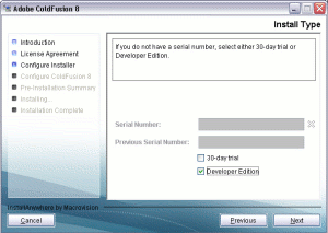 ColdFusion 8 installation screen 4