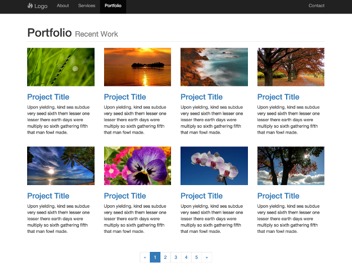 4 column portfolio template screenshot