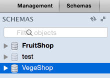 Screenshot of SCHEMAS tab with our new database