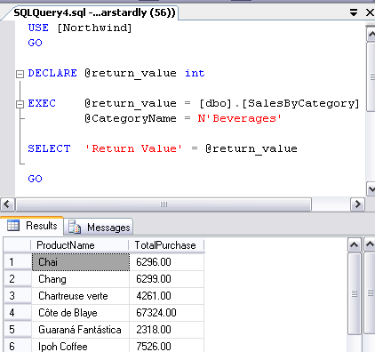 Executing a stored procedure