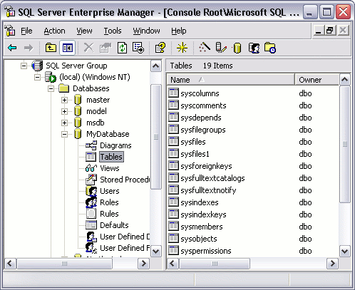 Creating a new database in SQL Server - step 3