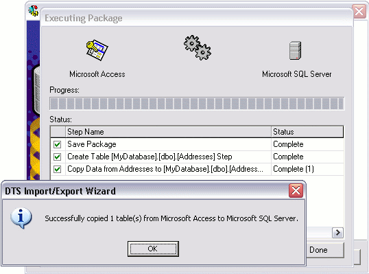 DTS Import/Export Wizard - step 10