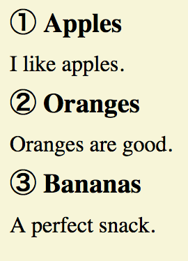 Example of headings with circled numbers.