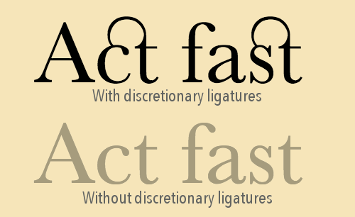 Example of discretionary ligatures.