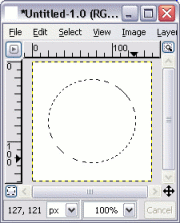 Screenshot of the elliptical selection, represented by marching ants