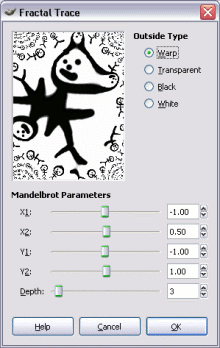 Applying a fractal trace filter in GIMP