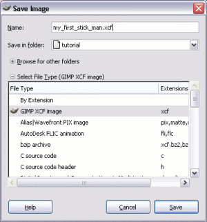 Saving an image in GIMP