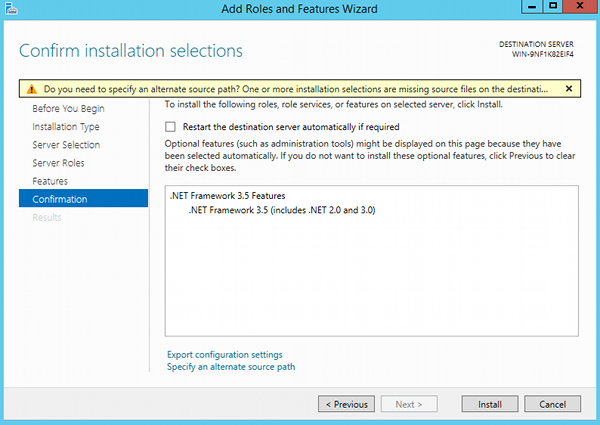 Install .NET 3.5 - step 8