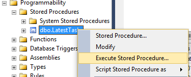 Initiating the execution of a stored procedure