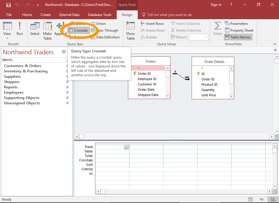 How to Create a Crosstab Query in Design View in Access