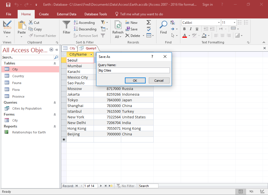 How to Create a Simple Select Query in Design View in Access 2016
