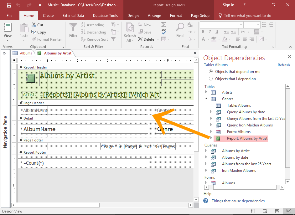How to Display Object Dependencies in Access 2016