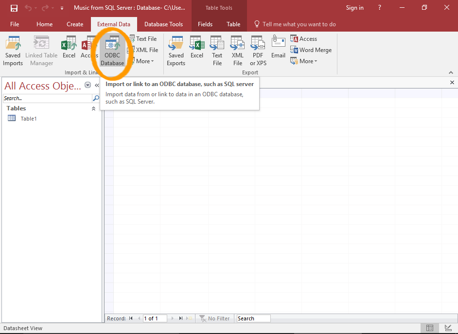 How to Link an Access Database to SQL Server in Access 2016