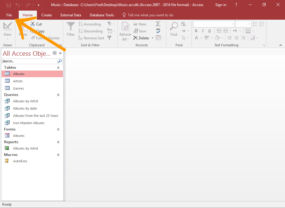 How to Save a Database as a Template in Access 2016