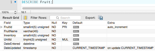 MySQL Create Table 2