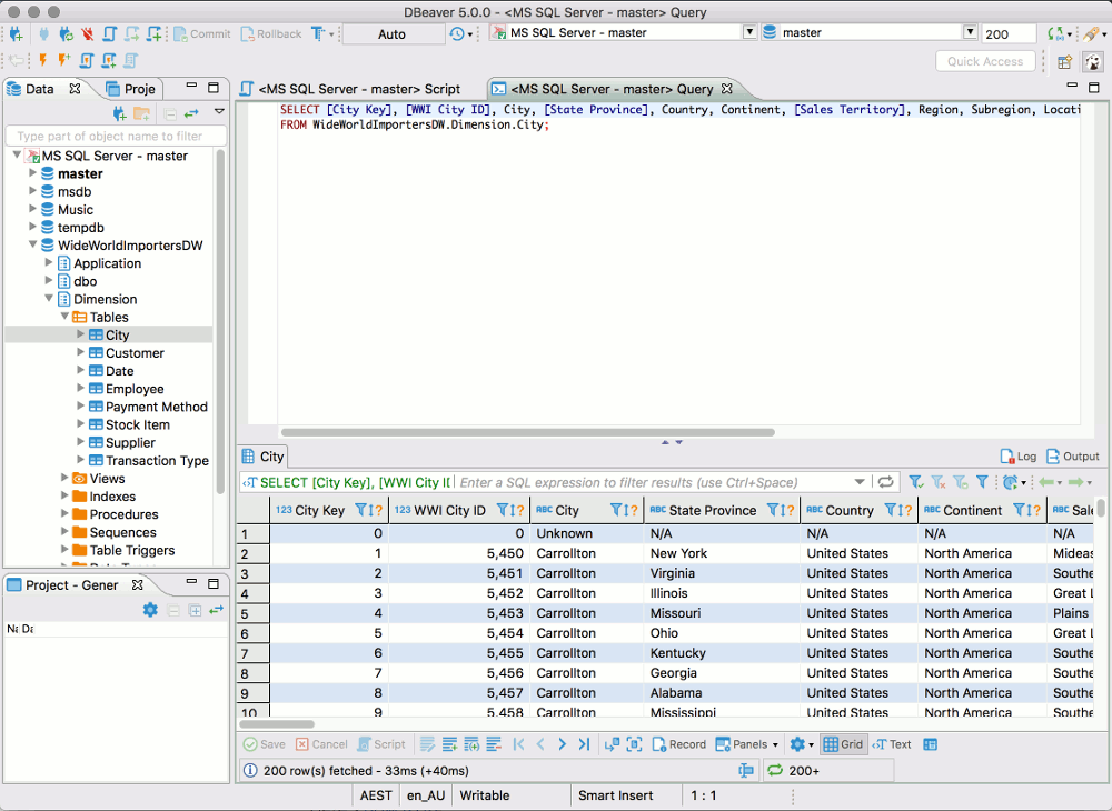 Screenshot of DBeaver