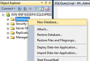 Create a database in SQL Server 2014 - step 1