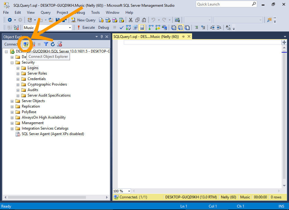 Screenshot of connecting with the new login.