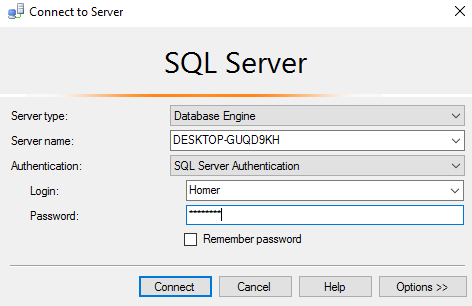 Screenshot of connecting with the new login.