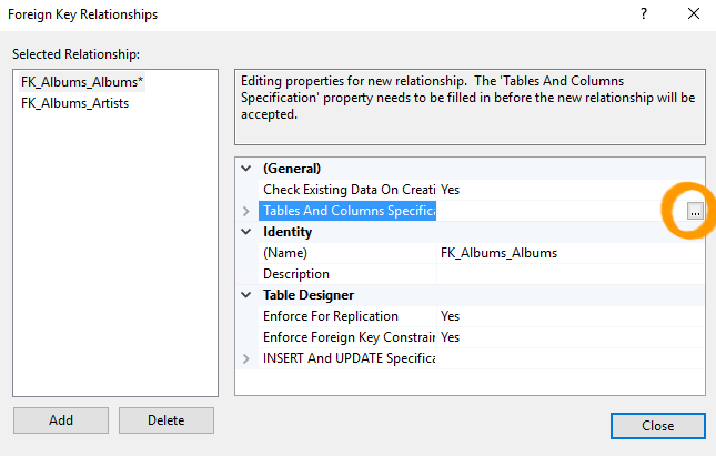 SQL Server 2016: Create a Relationship