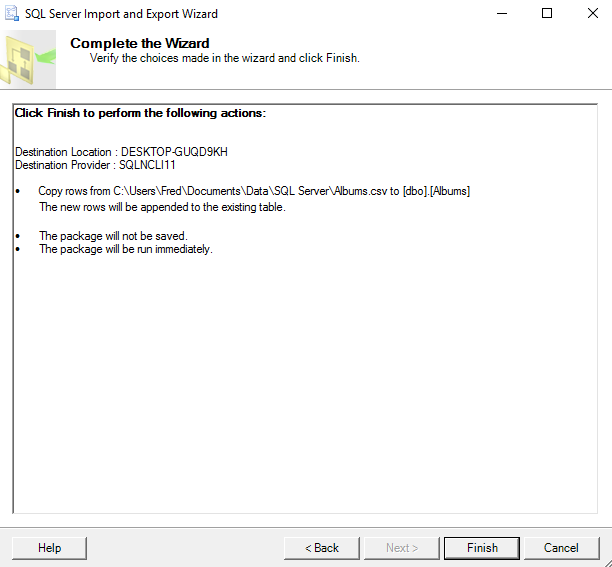 SQL Server 2016: Import Data