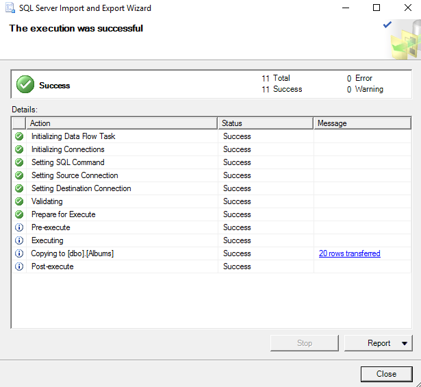 Screenshot of importing data into a table via the SSMS GUI.