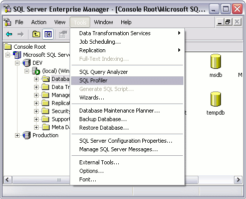 Accessing SQL Profiler